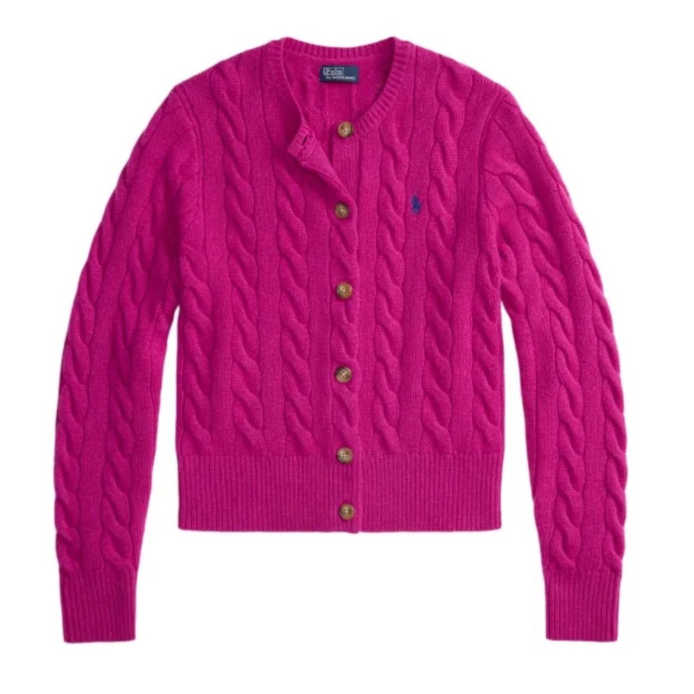 🌷🌷🌷Polo Ralph Lauren Fuchsia Cable Knit Cardigan. Size:S